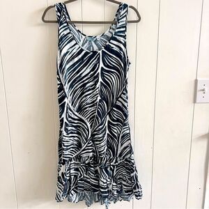 Jams World Hawaii Womens Black White Zeleef Sleeveless Ruffle Hem Rayon Dress